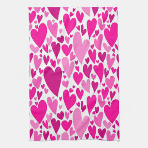 Pink Valentine's hearts Kitchen Towel