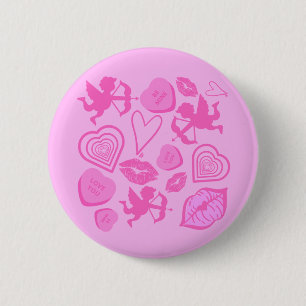 Pink Valentine's Pattern 6 Cm Round Badge