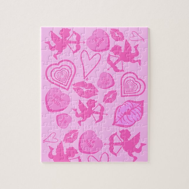 Pink Valentine's Pattern  Jigsaw Puzzle (Vertical)