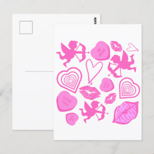 Pink Valentine's Pattern Postcard