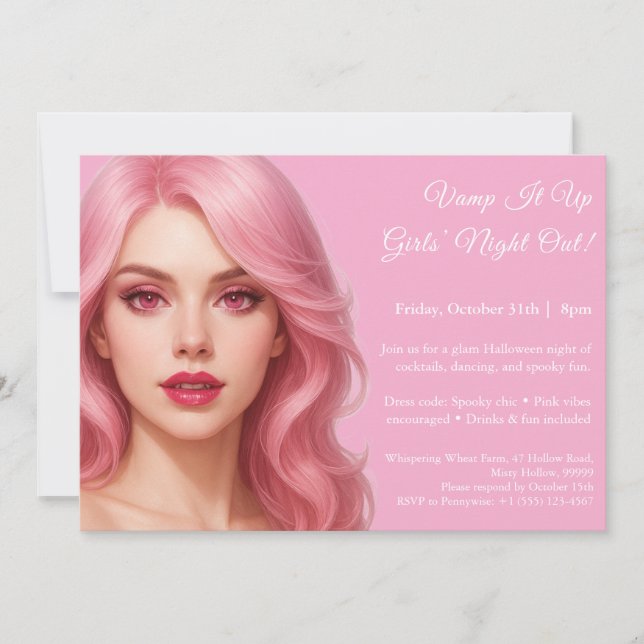 Pink Vampire | Girls Night Out Halloween Invitatio Invitation (Front)