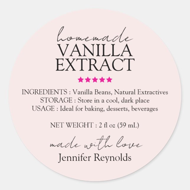 Pink Vanilla Extract Reviews Instructions Classic Round Sticker (Front)