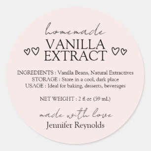 Pink Vanilla Extract with Instructions Classic Round Sticker
