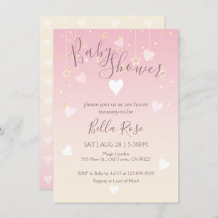 Pink Vanilla Twinkle Little Star Baby Shower Cards