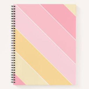 Pink Vanilla Yellow White Modern Trendy Striped Notebook