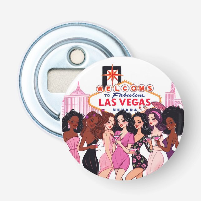 Pink Vegas Bachelorette Party Bottle Opener (Front)
