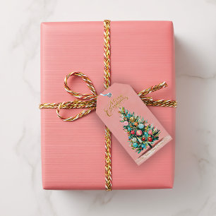 Pink Velvet Christmas Tree Holiday  Gift Tags