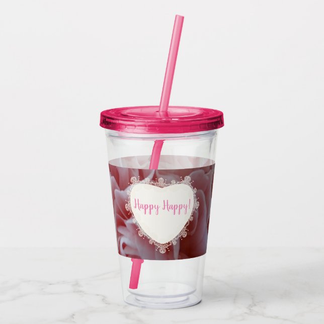Pink velvet flowers Mallow Acrylic Tumbler (Back)