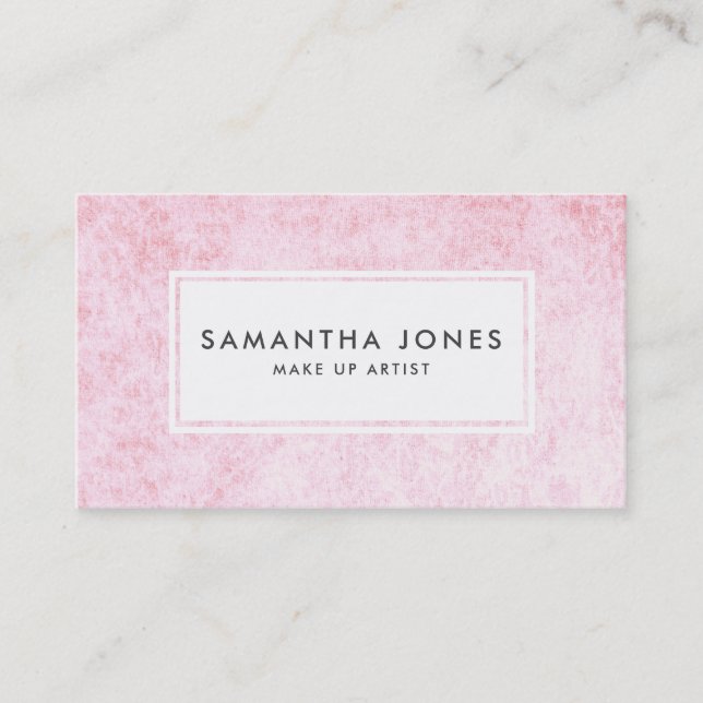 Pink Velvet Texture Modern Make Up Artist Business Card (Front)