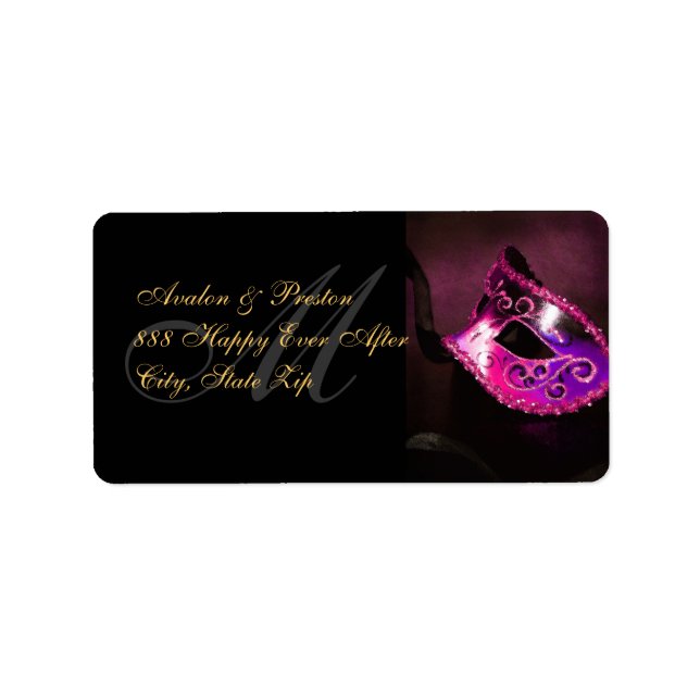 Pink Venetian Masquerade Mask Address Label (Front)