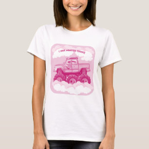 Pink Version I Love Monster Trucks Image    T-Shirt