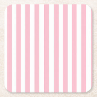 Pink Vertical Stripe Garden Party Paper Coaster