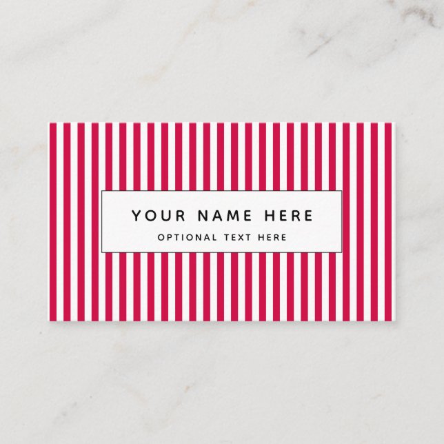 Pink Vertical Stripe Pattern Business Card (Front)