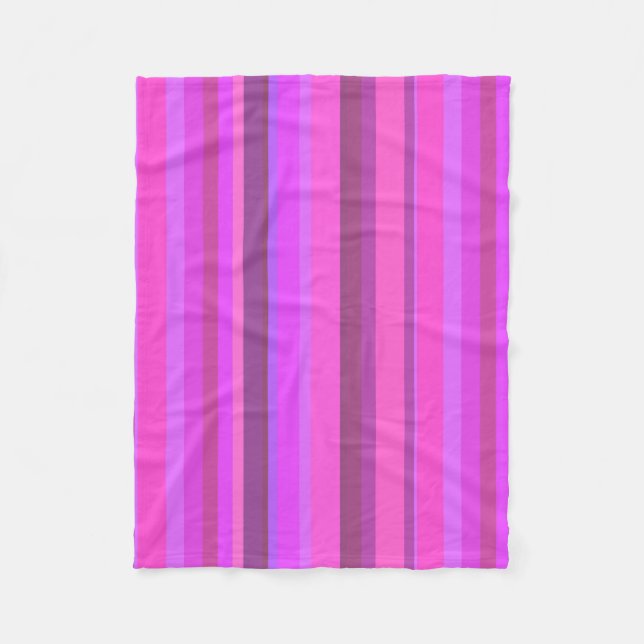 Pink vertical stripes fleece blanket (Front)