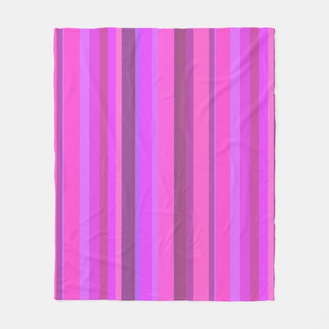 Pink vertical stripes fleece blanket (Front)