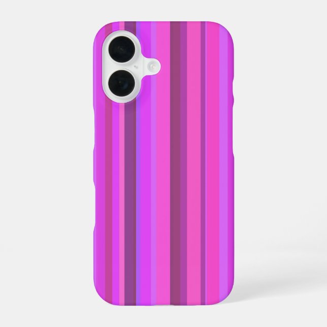 Pink vertical stripes iPhone 16 case (Back)