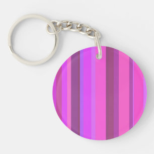 Pink vertical stripes key ring