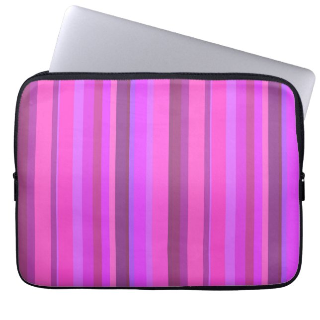 Pink vertical stripes laptop sleeve (Front)
