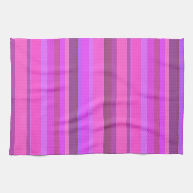 Pink vertical stripes tea towel (Horizontal)
