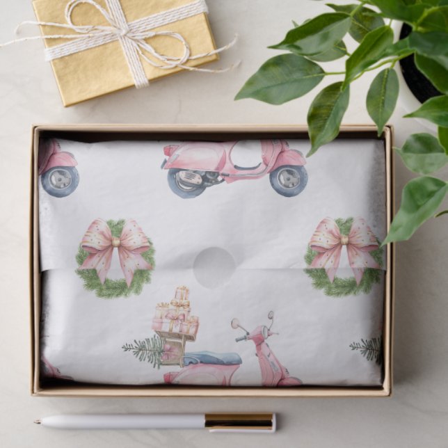 Pink Vespa Christmas Shopping Tissue Paper (Gift)