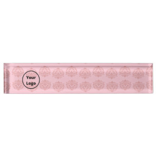 Pink Victorian damask pattern Nameplate