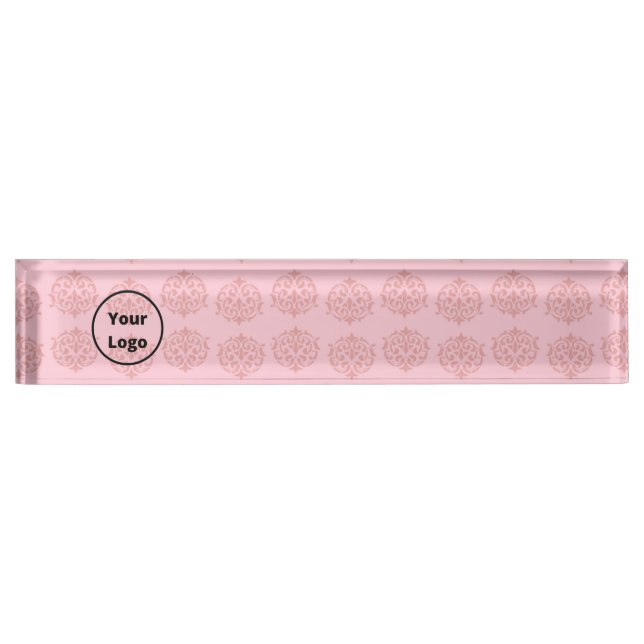 Pink Victorian damask pattern Nameplate (Front)