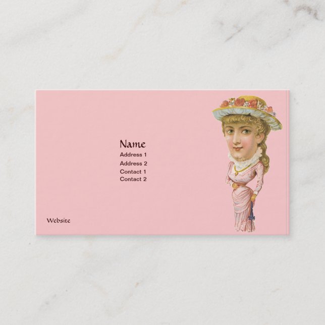 PINK VICTORIAN ERA BUSINESS CARDS - CUSTOMIZABLE (Front)