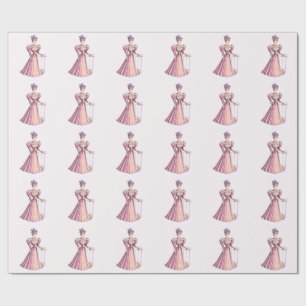 Pink Victorian Fashion Lady Wrapping Paper