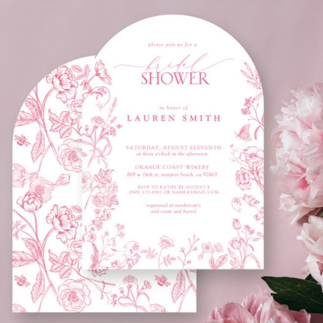 Pink Victorian Floral Elegant Bridal Shower Invitation (Creator Uploaded)