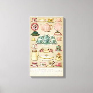 Pink Victorian Tea Service, Vintage Wall Art