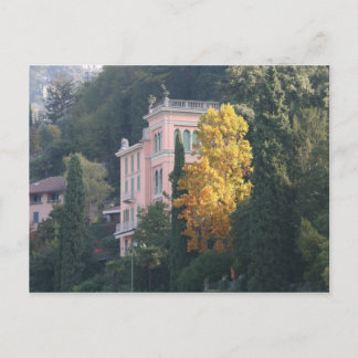 Pink Villa in Fall Postcard