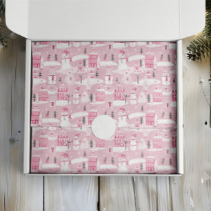 Pink Village Snowy Christmas Tissue Paper