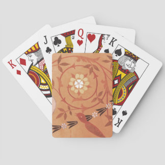 Pink Vine and Vase Textile Playing Cards
