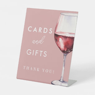 Pink Vino Before Vows Cards & Gifts Bridal Shower Pedestal Sign