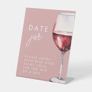 Pink Vino Before Vows Date Night Jar Bridal Shower Pedestal Sign