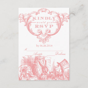 Pink Vintage Alice in Wonderland RSVP Cards