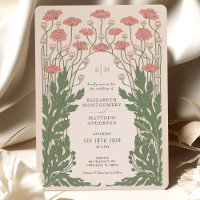 Pink Vintage Art Nouveau Floral Wedding