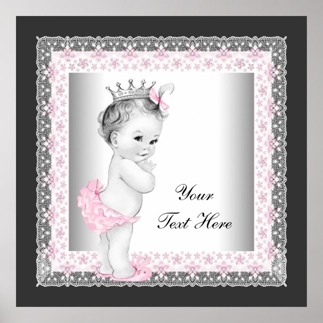 Pink Vintage Baby Girl Princess Poster (Front)