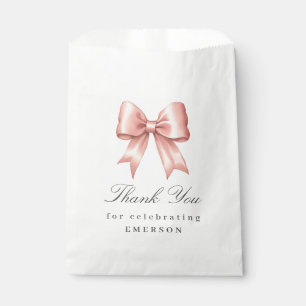 Pink Vintage Bow Thank You Baby Shower Favour Bags