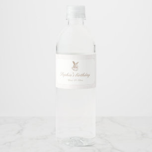 Pink Vintage Bunny Some Bunny Is Turning One  Water Bottle Label