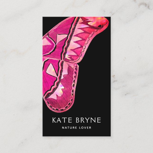 Pink Vintage Butterfly Business Card (Front)