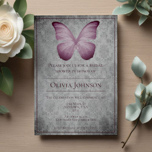 Pink Vintage Butterfly Damask Bridal Shower Invitation