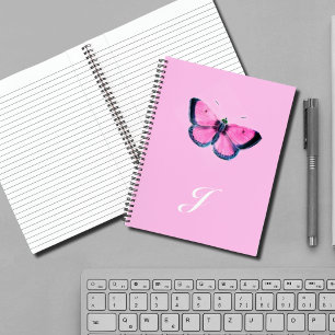 pink vintage butterfly - monogrammed notebook