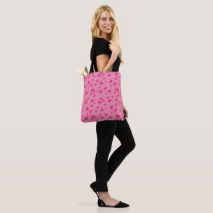 Pink vintage butterfly motif pattern tote bag