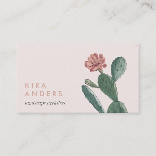 Pink Vintage Cactus Business Cards (Front)
