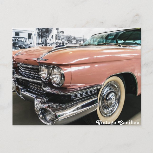 Pink Vintage Cadillac Postcard (Front)