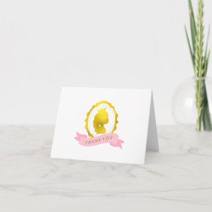 Pink Vintage Cameo Princess Thank You Notes