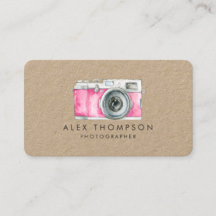 Pink Vintage Camera Photographer Business Cards