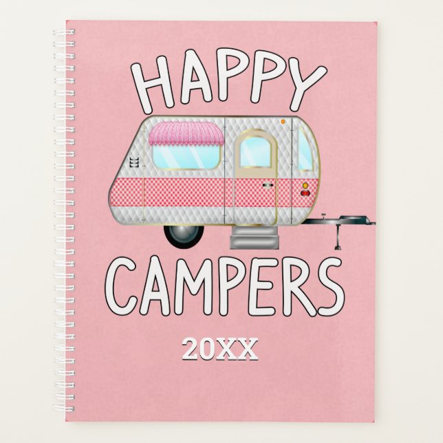 Pink Vintage Camper, Happy Campers Planner (Front)