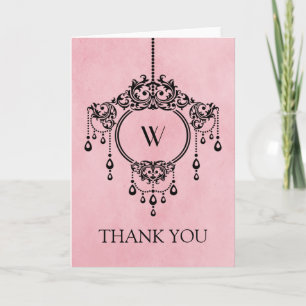 Pink Vintage Chandelier Thank You Card